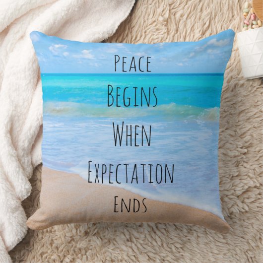 熱帯感動的ビーチ引用文 クッション (ブランケット)