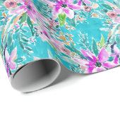 熱帯慈善の花柄の水彩画 ラッピングペーパー (ロールコーナー)