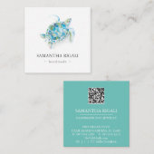 熱帯手作りウミガメのロゴ名刺 エンクロージャーカード (正面/裏面)