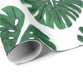 熱帯手塗りのスイスチーズの植物の葉 ラッピングペーパー (ロールコーナー)