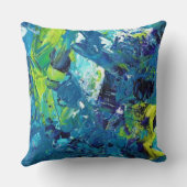 熱帯抽象的な青緑の装飾用クッション クッション (裏面)