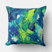 熱帯抽象的な青緑の装飾用クッション クッション (正面)