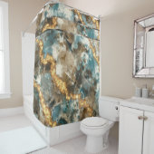 熱帯抽象芸術大理石金ゴールドグリッター シャワーカーテン (インサイチュ)
