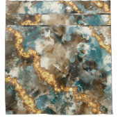 熱帯抽象芸術大理石金ゴールドグリッター シャワーカーテン (正面)