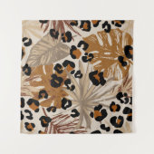 熱帯抽象芸術葉とヒョウのカグランジモフ タペストリー (正面(横))