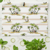 熱帯掘っ建て小屋およびやし キッチンタオル (折り畳み)