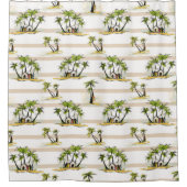 熱帯掘っ建て小屋およびやし シャワーカーテン (正面)