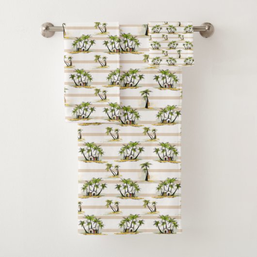 熱帯掘っ建て小屋およびやし バスタオルセット (インサイチュ)