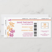 熱帯搭乗券の保存日付の招待状 セーブザデート (正面)