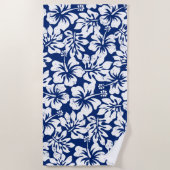 熱帯擦り切れた白ハイビスカス ビーチタオル (正面)