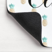 熱帯新しい夏のフェイクな金ゴールドのパイナップルパターン マウスパッド (コーナー)