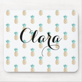 熱帯新しい夏のフェイクな金ゴールドのパイナップルパターン マウスパッド