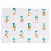 熱帯新夏の金ゴールドパイナップルフェイクパターン ラージペーパーバッグ (裏面)
