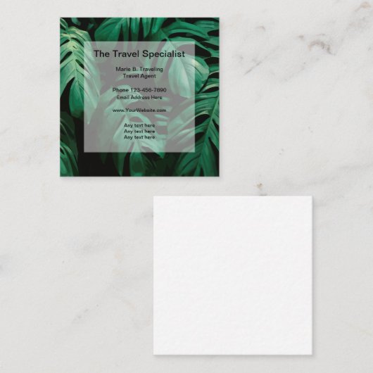 熱帯旅行専門テーマ スクエア名刺 (正面/裏面)