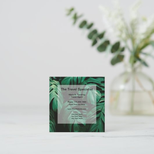 熱帯旅行専門テーマ スクエア名刺 (スタンド正面)