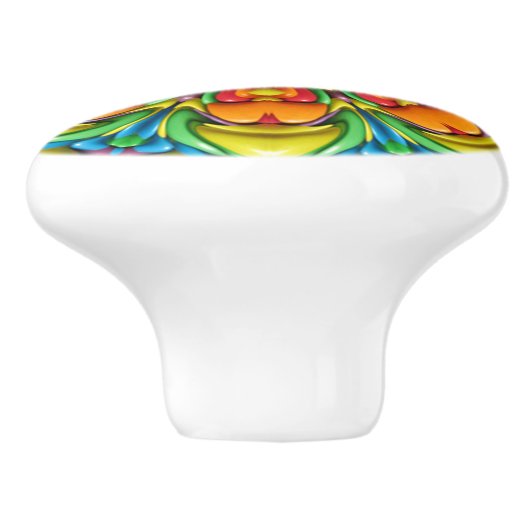 熱帯日が差すことのヴィンテージのフラクタルの万華鏡のように千変万化するパターン セラミックノブ (側面)