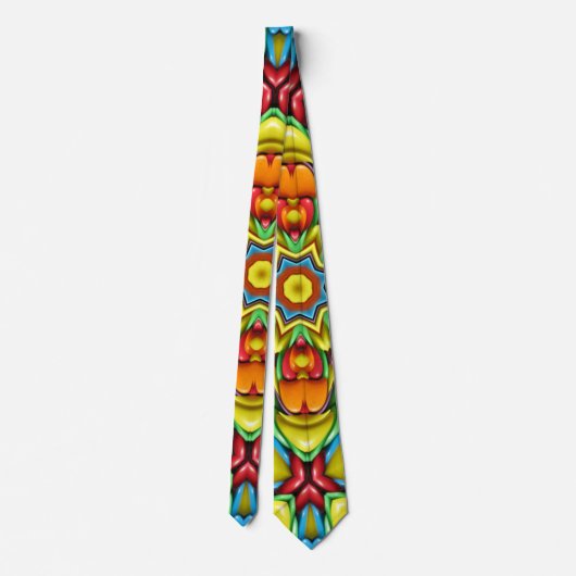 熱帯日が差すことのヴィンテージのフラクタルの万華鏡のように千変万化するパターン ネクタイ (裏面)