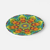 熱帯日が差すことのヴィンテージのフラクタルの万華鏡のように千変万化するパターン ペーパープレート (アングル)