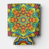 熱帯日が差すことヴィンテージフラクタル万華鏡のように千変万化するパターン 缶クーラー (正面)