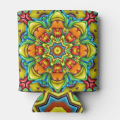 熱帯日が差すことヴィンテージフラクタル万華鏡のように千変万化するパターン 缶クーラー (裏面)