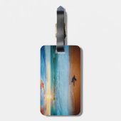 熱帯日没のウミガメの砂浜 ラゲッジタグ (裏面縦)