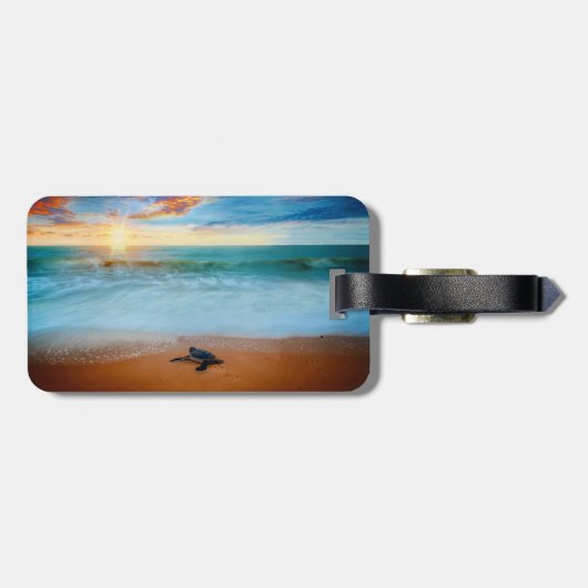熱帯日没のウミガメの砂浜 ラゲッジタグ (裏面横)