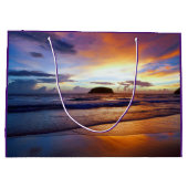 熱帯日没のビーチの海岸 ラージペーパーバッグ (裏面)