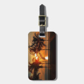 熱帯日没のビーチの荷物のラベル ラゲッジタグ (正面縦)