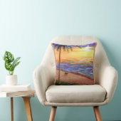 熱帯日没の芸術のビーチのヤシの木Creationarts クッション (椅子)