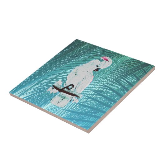 熱帯明るく白いオウムのシュロの葉 タイル (側面)