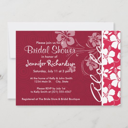 熱帯暗い赤紫色ハイビスカス;アロハ 招待状 (正面)