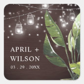 熱帯木材パームスターリーナイトメイソンジャー結婚ズ スクエアシール (正面)