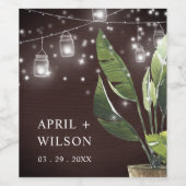 熱帯木材パームスターリーナイトメイソンジャー結婚ズ ワインラベル (シングルラベル)