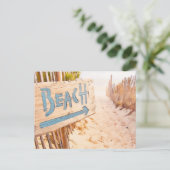 熱帯木材ビーチ標識 ポストカード (スタンド正面)