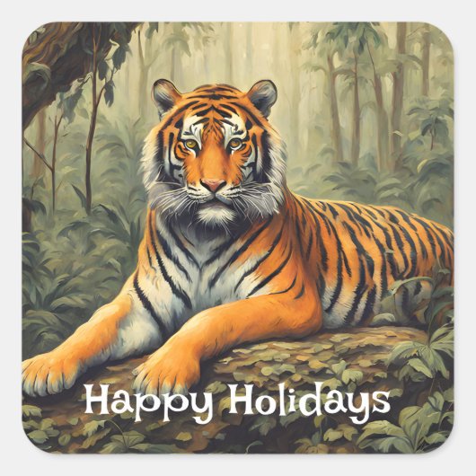 熱帯林の野生のトラヴィンテージ スクエアシール (正面)