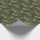 熱帯林ヒョウ野生の濃い緑の模様 ラッピングペーパー (角)