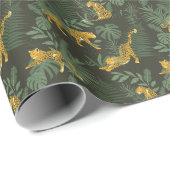 熱帯林ヒョウ野生の濃い緑の模様 ラッピングペーパー (ロールコーナー)