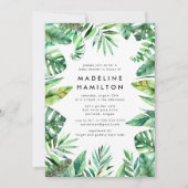 熱帯林フレーム男女兼用赤ちゃんシャワー 招待状 (正面)