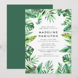 熱帯林フレーム男女兼用赤ちゃんシャワー 招待状