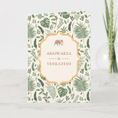 熱帯林象オールインワンインディアン結婚 招待状 (正面)