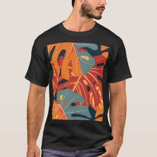 熱帯林：エキゾチックな花の壁紙デザイン。 Tシャツ