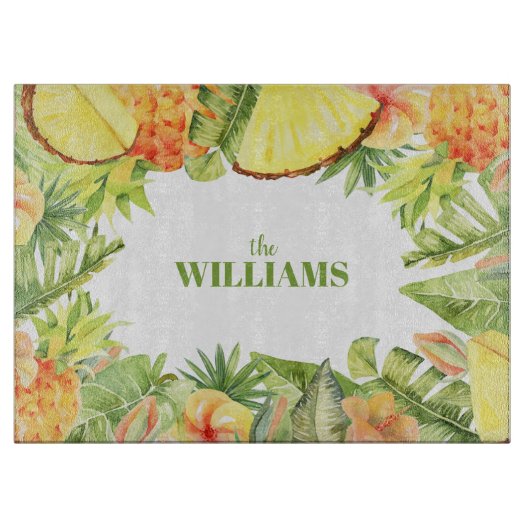 熱帯果実の緑の花 カッティングボード (正面)