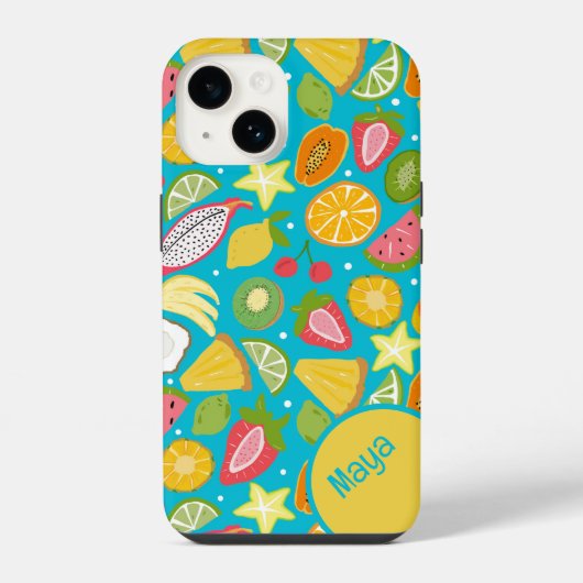 熱帯果実パターパーソナライズされたン iPhoneケース (裏面)
