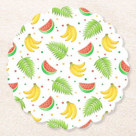 熱帯果実水玉模様パターン ペーパーコースター (正面)