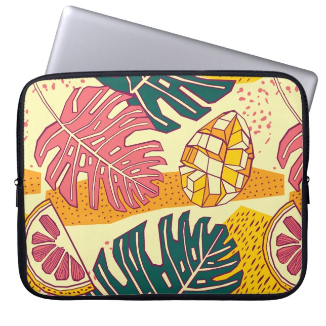 熱帯果実、パターンデザイン ラップトップスリーブ (正面)