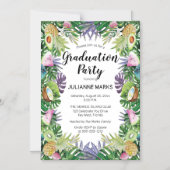 熱帯果実|緑の夏の卒業パーティー マグネット招待状 (正面)