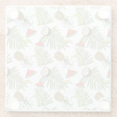 熱帯果物のスケッチパターン ガラスコースター (裏面)