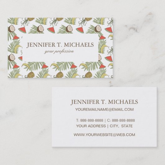 熱帯果物のスケッチパターン 名刺 (正面/裏面)