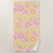 熱帯柑橘類の果実パターン ビーチタオル (正面)