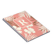 熱帯桃の色ハイビスカスモノグラパーソナライズされたー ノートブック (右側)